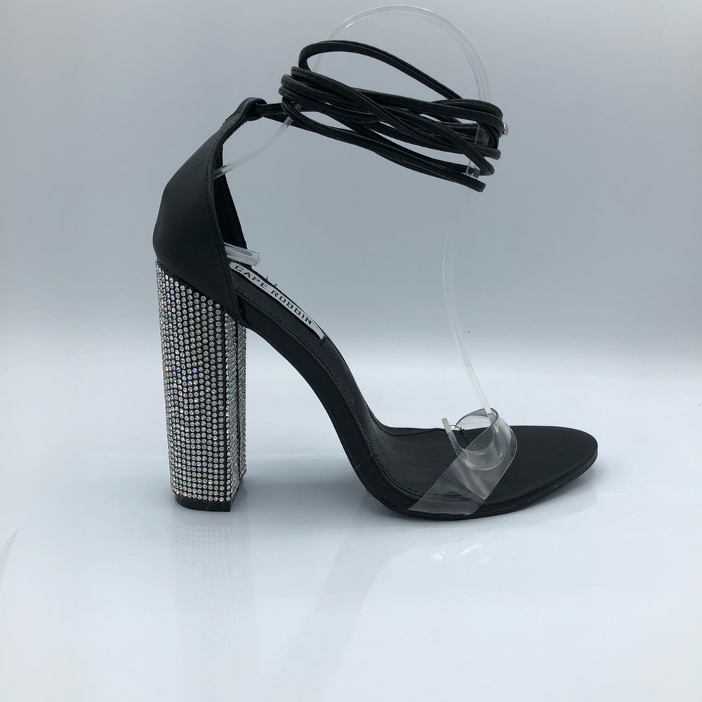 Sparkle open toe strappy heel